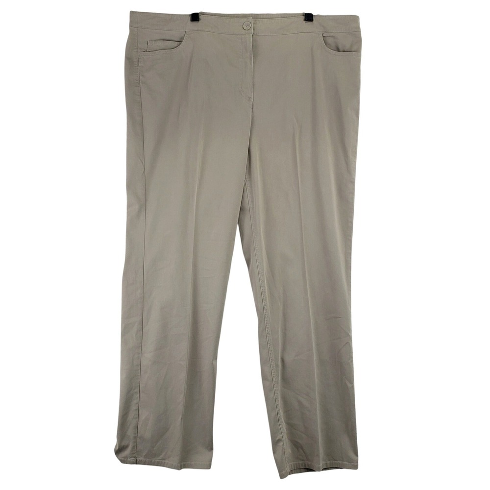 Eileen Fisher Pants Womens 1X Tan Stretch Straight Leg Casual Minimalist Pocket